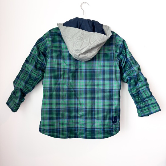 Like New Burton Green and Blue Plaid Kids Jacket - Picture 3 of 9